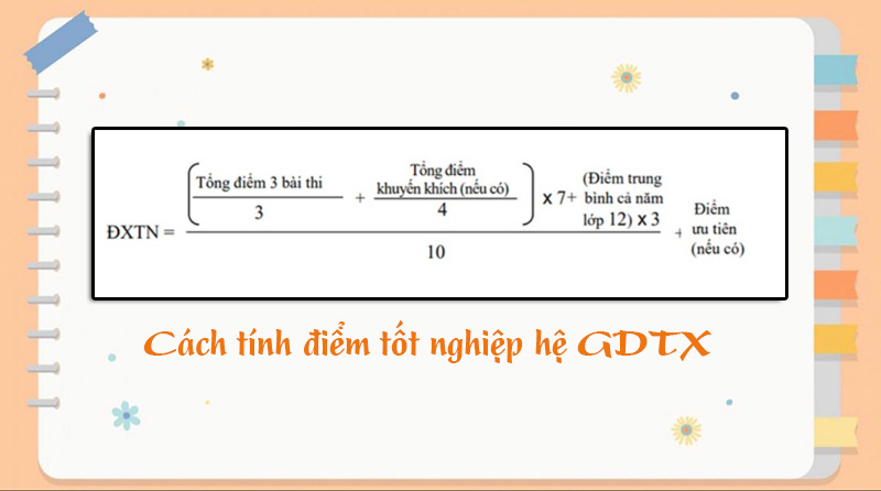 Công thức tính điểm thi tốt nghiệp hệ GDTX